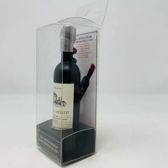 NEW Miniature Wine Bottle Chateau Merlot 2002 Cork Screw Opener Gift Unique Beer - Picture 3 of 5